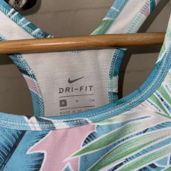 Nike sports bra non padded small lined mesh back stretch pastel tropical - Picture 3 of 5
